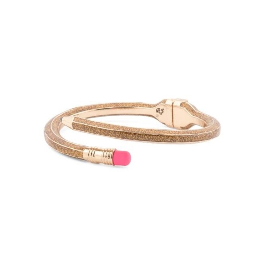 Betsey Johnson Hinged Gold Glitter Pencil Bracelet Teacher Gift New in Box!